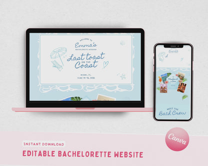 Last Toast on the Coast Bachelorette Itinerary Template Website