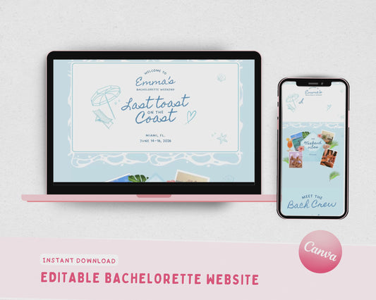 Last Toast on the Coast Bachelorette Itinerary Template Website