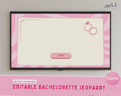 Pink and Peach Vibes – Editable Bachelorette Jeopardy Game (Canva Template)