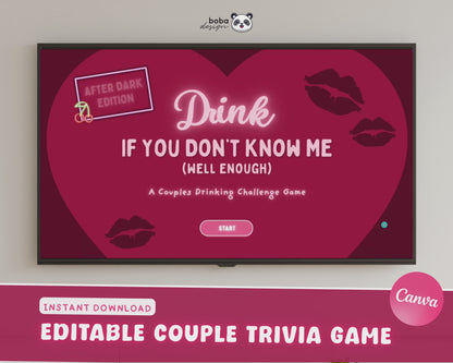 Spicy Couple Trivia Drinking Game – Editable Canva Template for Date Night