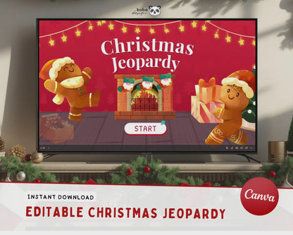 Editable Gingerbread Christmas Jeopardy Game