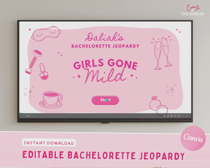 Pink Girls Gone Mild – Bachelorette Jeopardy Game (Canva Template)