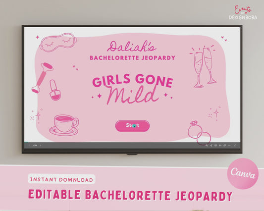 Pink Girls Gone Mild – Bachelorette Jeopardy Game (Canva Template)