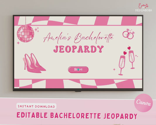 Pink Retro Vibe – Bachelorette Jeopardy Game (Canva Template)