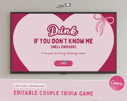 Couple Trivia Drinking Game – Editable Canva Template for Date Night