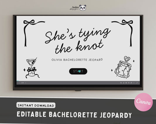 She's Tying the Knot Bachelorette Jeopardy Game - Black and white