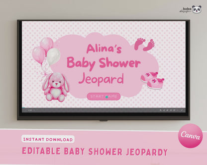 Pink Baby Shower Jeopardy Game - Baby Trivia Game