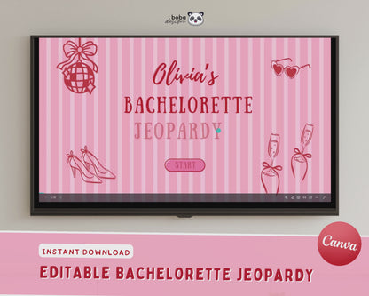 Pinky Stripes Bachelorette Jeopardy Game - Pink and Red