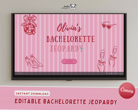 Pinky Stripes Bachelorette Jeopardy Game - Pink and Red