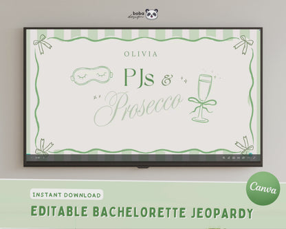 Green PJs and Prosecco Bachelorette Jeopardy Game