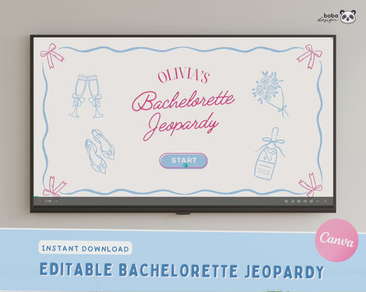 Pretty Bows – Pink and Blue Bachelorette Jeopardy Game