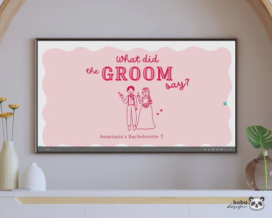 Pink What Did the Groom Say – Bachelorette Game (Editable Canva Template)