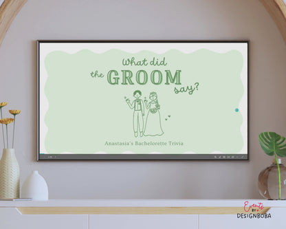Green What Did the Groom Say – Bachelorette Game (Editable Canva Template)