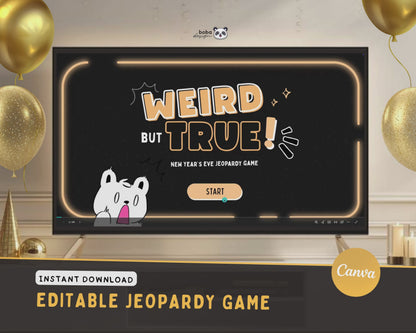 Weird but True Trivia Game - Gold Theme Jeopardy Game