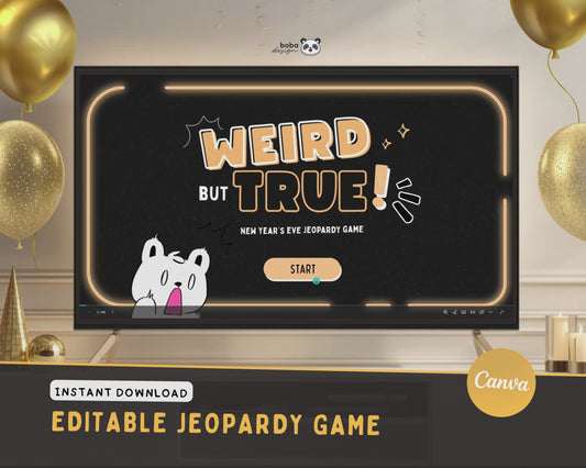 Weird but True Trivia Game - Gold Theme Jeopardy Game