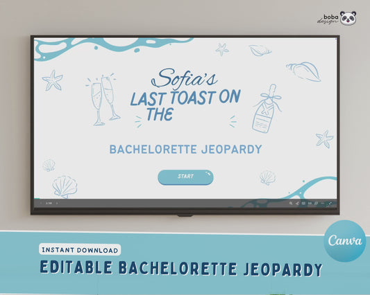 Last Toast on The Coast – Blue Bachelorette Jeopardy Game (Canva Template)