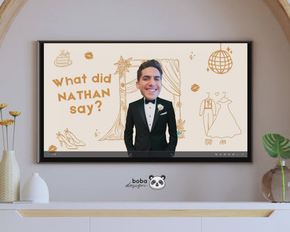 Custom Groom Head What Did the Groom Say Game Champagne