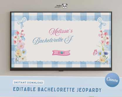 Blue Floral Theme Fresh off the Market Bachelorette Jeopardy Game