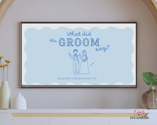 Blue What Did the Groom Say – Bachelorette Game (Editable Canva Template)